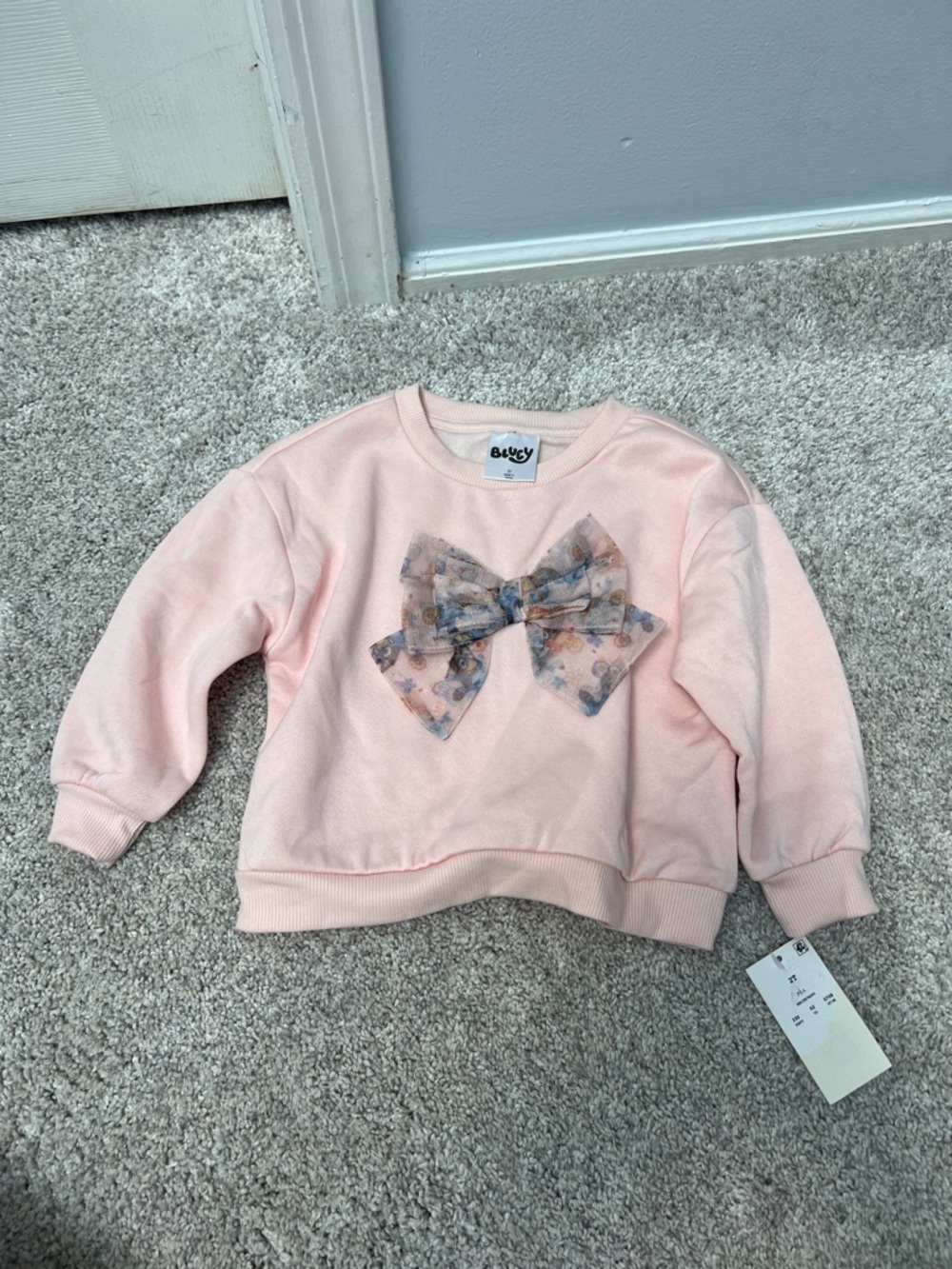 Pink Bow-Front Girls' Sweatshirt 2T girl toddler